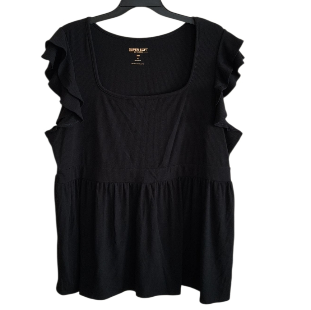 Torrid Black Ruffle Sleeve Blouse